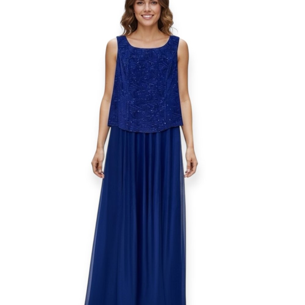 Alex Evenings Royal Blue Glitter Dress Women Formal Evening Gown Party Wedding12